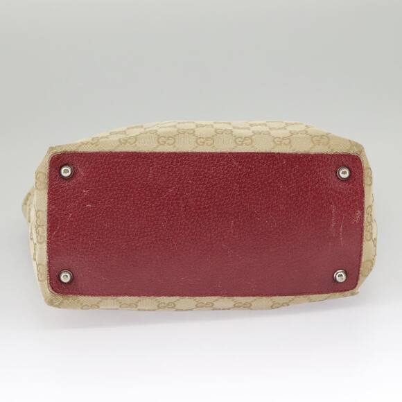 GUCCI GG Canvas Tote Bag Beige Silver Red - Picture 10 of 16